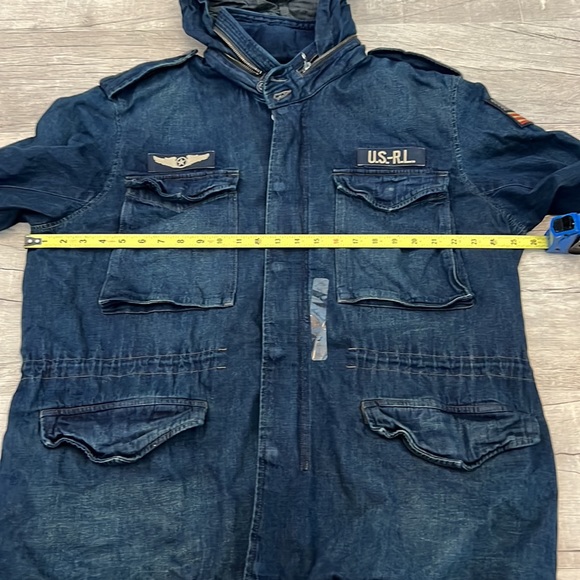 Polo Ralph Lauren Men’s USA Flag Military Patch Denim Field Jacket Size XL - Picture 11 of 16